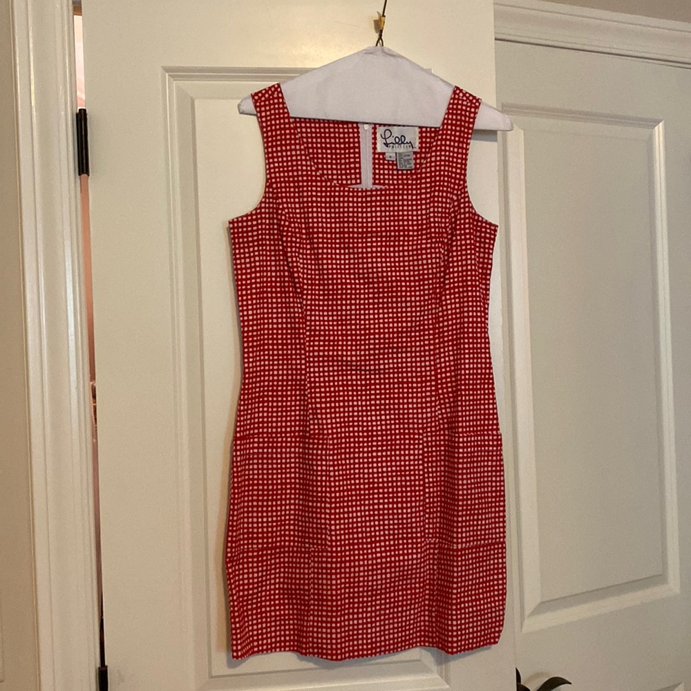 Lilly Pulitzer Red and White Sleeveless Sheath Dress